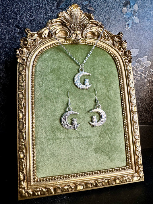 Cat & Moon Earrings
