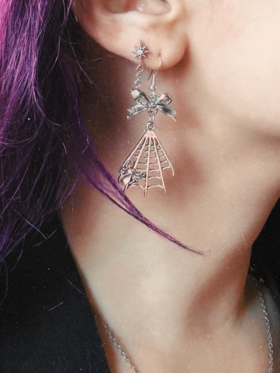 Dark Coquette Spiderweb Earrings