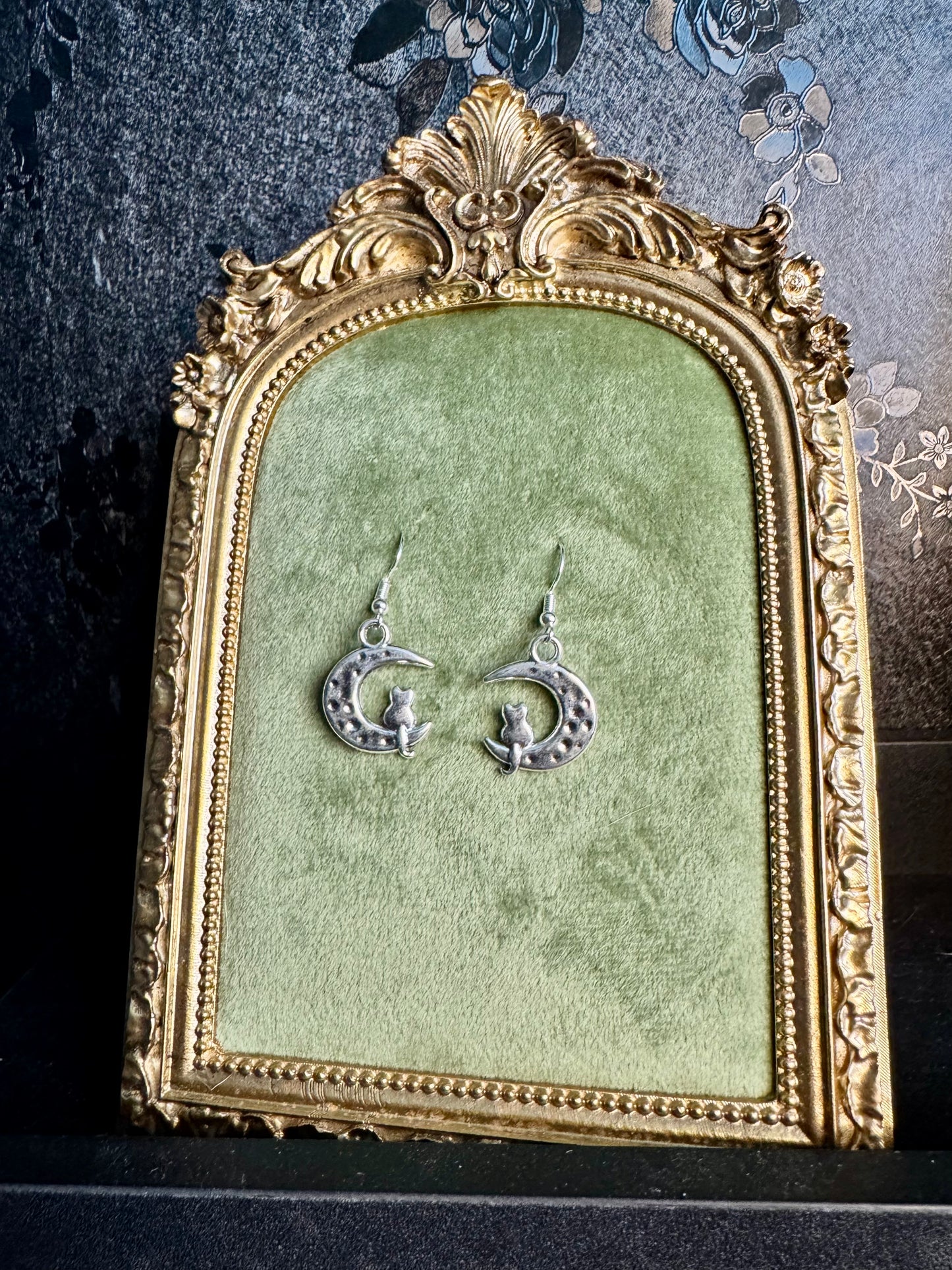 Cat & Moon Earrings