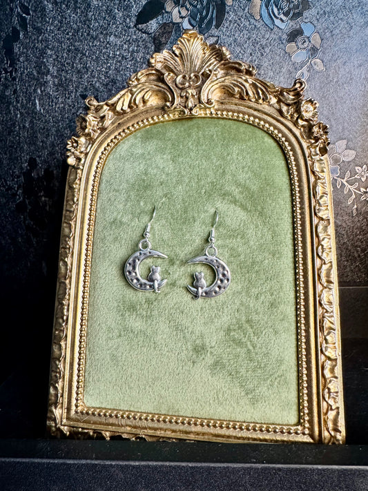 Cat & Moon Earrings