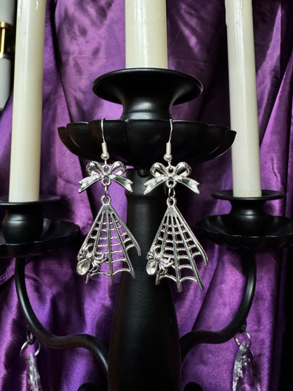 Dark Coquette Spiderweb Earrings